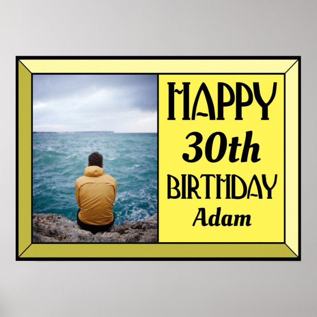 Photo d'anniversaire Art Déco 30 ans jaune (Devant)
