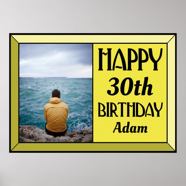 Photo d'anniversaire Art Déco 30 ans jaune (Devant)