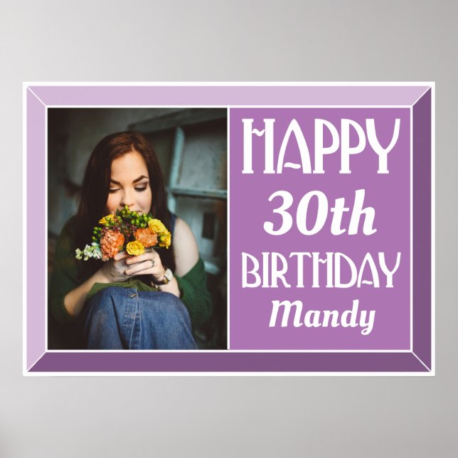Photo d'anniversaire Art Déco 30 ans Lavande (Devant)