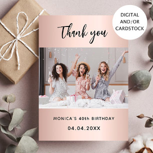 Photo d'anniversaire rose or carte de remerciement