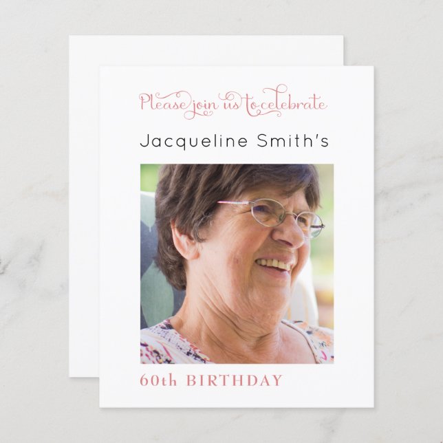 Photo d'anniversaire rose pâle (Devant / Derrière)