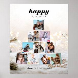 Photo d'arbre de Noël de famille Collage Poster de
