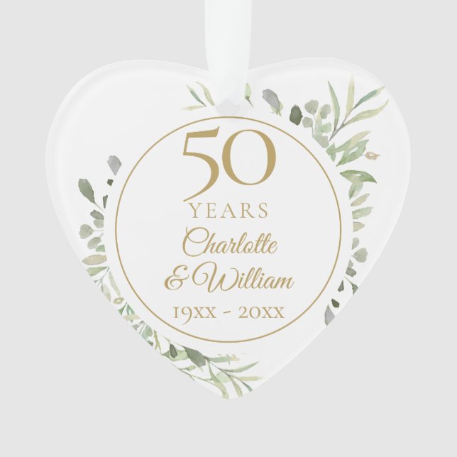 Photo de 50e anniversaire aquarelle douce feuilles (devant)
