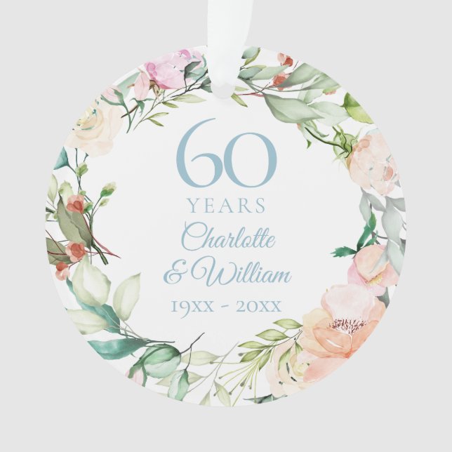 Photo de 60e anniversaire de mariage avec roses et (devant)