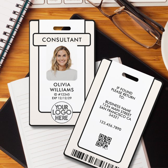Photo de badge d'employé moderne avec code QR de l (Créateur téléchargé)