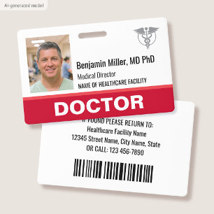 Photo de badge d'identification moderne rouge avec