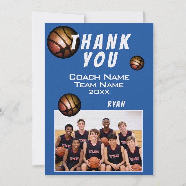 Photo de ballon de basket moderne Merci Coach  (Devant)