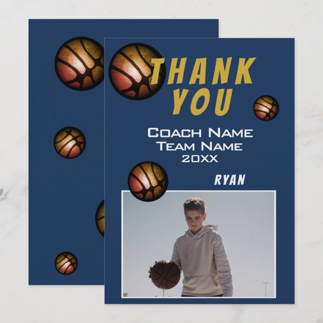 Photo de ballon de basket moderne Merci Coach  (Devant / Derrière)