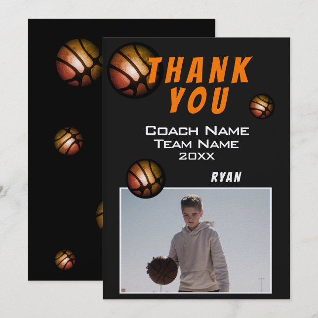 Photo de ballon de basket moderne Merci Coach  (Devant / Derrière)