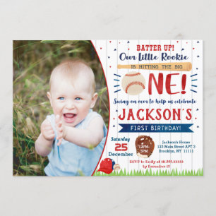Photo de base-ball Invitations de fête d'anniversa