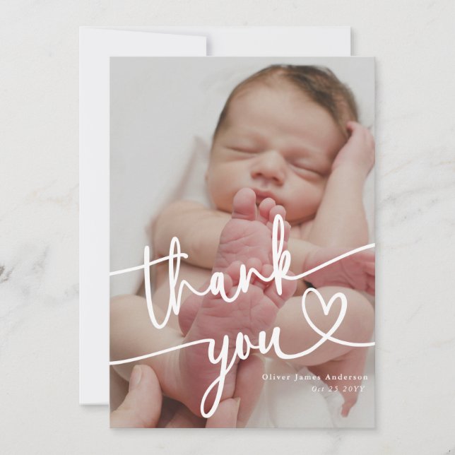 Photo de bébé moderne Merci Cœur   (Devant)