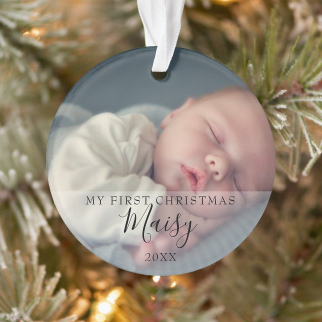 Photo de bébé pour le premier Noël avec monogramme (Arbre)