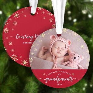Photo de bébé Premier Noël Grands-parents Flocons
