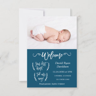 Photo de bienvenue moderne Baby Boy Faire-part de 