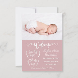 Photo de bienvenue moderne Baby Girl Faire-part de