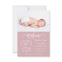 Photo de bienvenue moderne Baby Girl Faire-part de