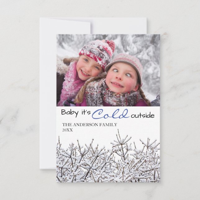 Photo de branches enneigées - Carte de Noël 3x5 (Devant)