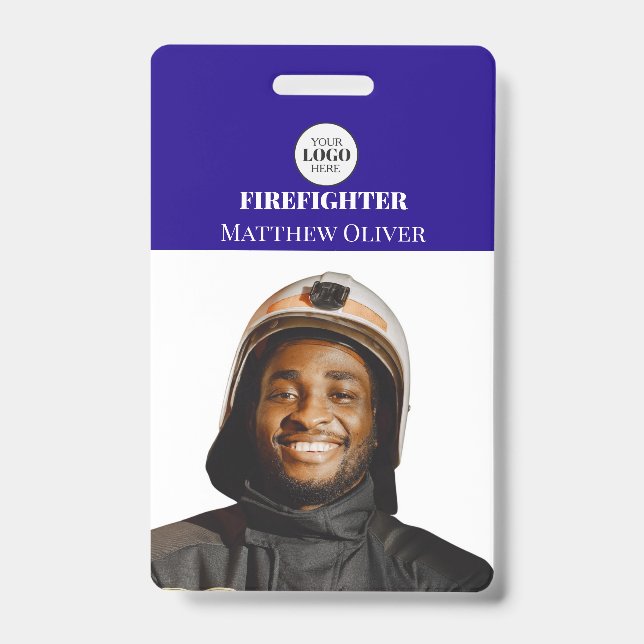Photo de carte d'identité de pompier avec badge de (Avant)
