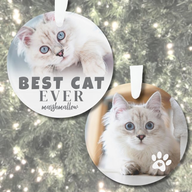 Photo de chat mignon personnalisé (Personalized Cute Best Cat Photo Ornament)
