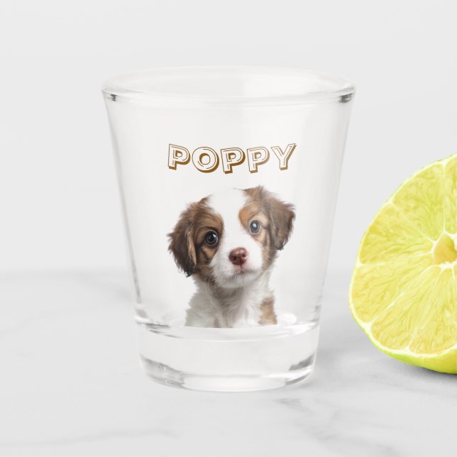 Photo de chien personnalisé et nom du verre de tir (Devant)