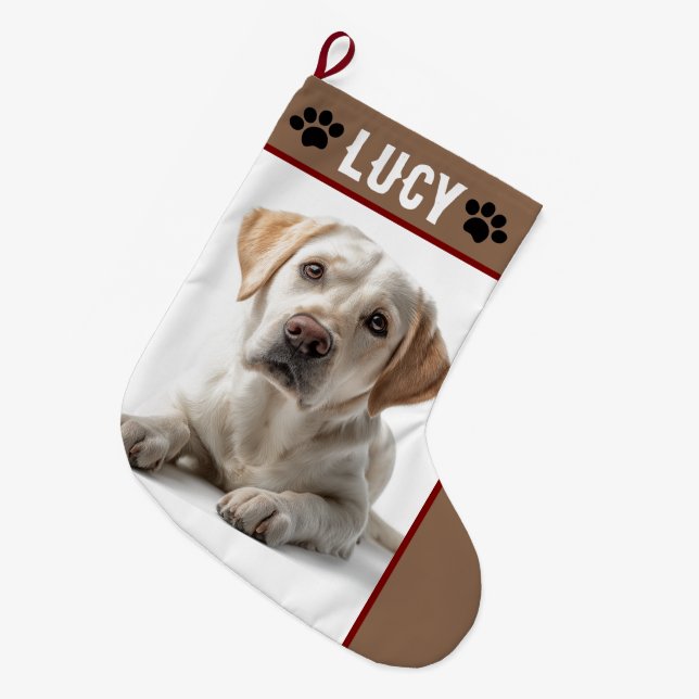 Photo de chien personnalisé & nom | Chaussette de  (Devant (Accrochage))