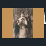 Photo de Christmas Girls et Snowman Vintage<br><div class="desc">A charming antique 1910 French Christmas photo postcard of two pretty,  adorable little girls happily hugging and posing with their solive snowman friend,  as snow flow down upon them. Wishing a Joyeux Noel.</div>