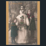 Photo de Christmas Girls et Snowman Vintage<br><div class="desc">A charming antique 1910 French Christmas photo postcard of two pretty,  adorable little girls happily hugging and posing with their solive snowman friend,  as snow flow down upon them. Wishing a Joyeux Noel.</div>