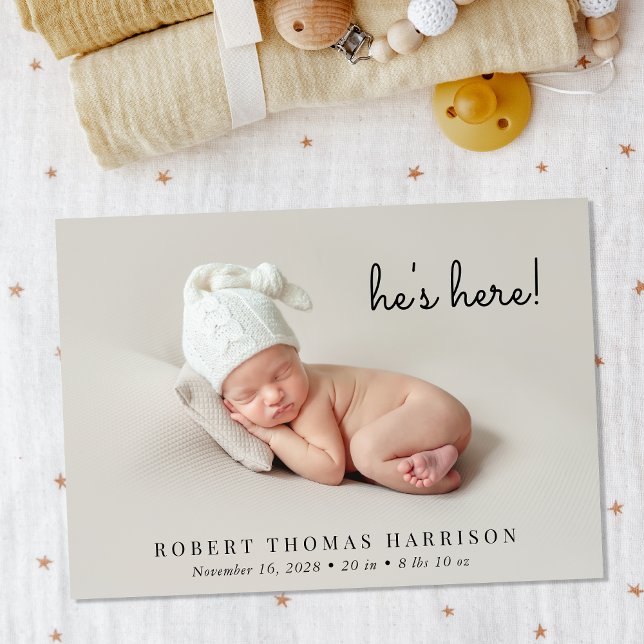 Photo de Collage Birth Announcement (Announce the arrival of your baby with this cute minimal modern birth announcement)
