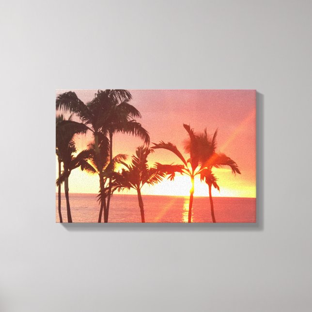 Photo de coucher de soleil à Hawaï sur toile tendu (Recto)