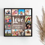 Photo de Custom Collage Rustic Farmhouse Love Fami<br><div class="desc">Créez votre propre photo-collage personnalisé de 12 avec vos images personnalisées sur un arrière - plan rustique en planche de style ferme. Le design comprend également votre nom de famille, année établie et un script manuscrit "Amour". Ajoutez vos photos, designs ou oeuvres d'art préférés pour créer quelque chose de vraiment...</div>