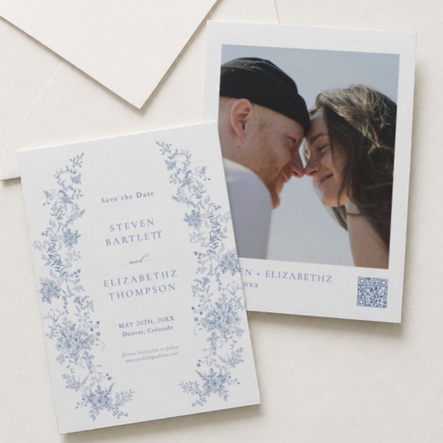 Photo de Faire-Part de Mariage Bleu Français (Créateur téléchargé)