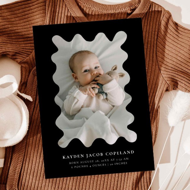 Photo de Faire-part de naissance de cadre noir (Créateur téléchargé)
