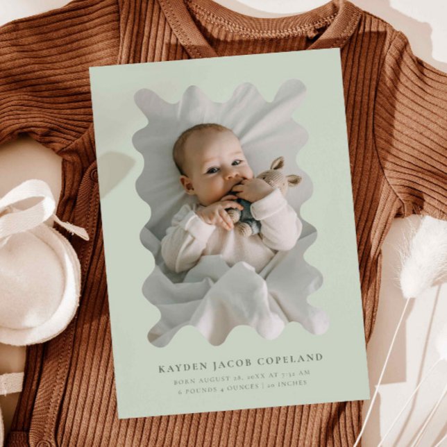 Photo de Faire-part de naissance de cadre vert (Créateur téléchargé)