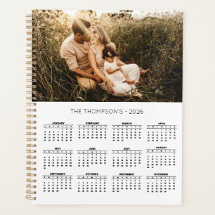 Photo de famille 2026 Calendrier 12 Mois Monogramm