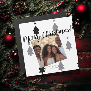 Photo de famille blanche moderne Magnet de Noël