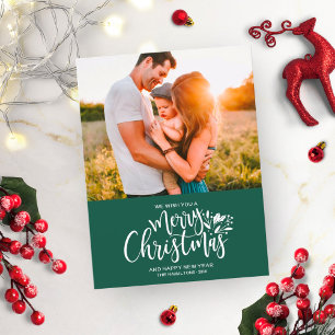 Photo de famille Carte postale de Noël verte