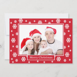 Photo de famille Carte Red Flat de Noël — Neige
