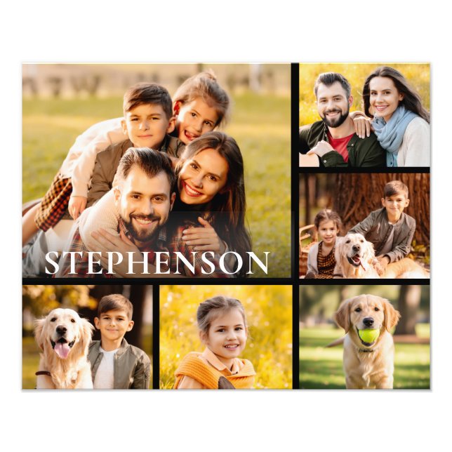 Photo de famille Collage 6 Photos Nom Noir (Devant)