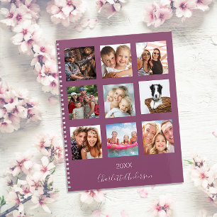 Photo de famille collage prune nom script 2026