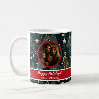 Photo de famille de Noël Joyful| Mug d'or vert