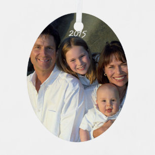 Photo de famille de Noël Ornement de Damas vieilli