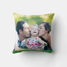 Photo de famille et d'amis sur un coussin