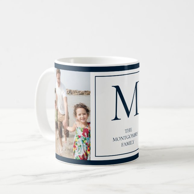 Photo de famille Monogramme Nom initial Cafe Mug (Devant gauche)