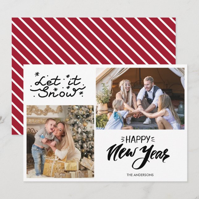 Photo de famille Noël Laisser neiger Nouvel An (Devant / Derrière)