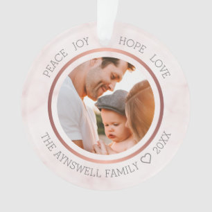 Photo de famille Noël Moderne Marbre Rose
