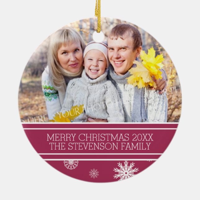 Photo de famille Ornement de Noël Bourgogne Neige (Dos)