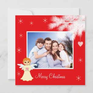 Photo de famille personnalisé et ange sur un Noël 