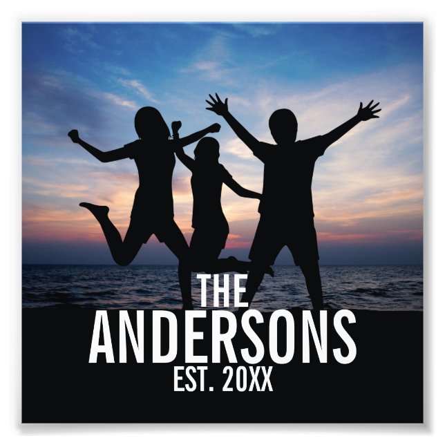 Photo de famille personnalisée avec nom de famille (Devant)