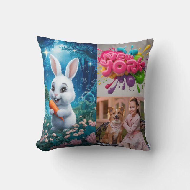 photo de famille personnalisée, coussins boho (Recto)