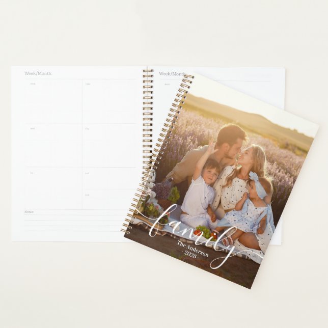 Photo de famille personnalisée – Nom de famille pe (Devant avec enveloppe)